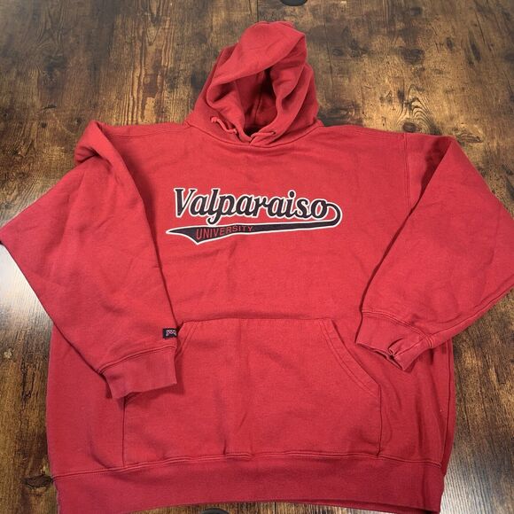 Vintage Valparaiso‎ University Sweatshirt Mens L Red Hoodie Student Sweater - Picture 1 of 6